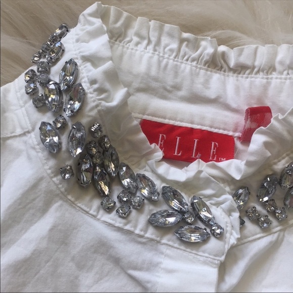 Jeweled Collar Button Down Shirt - Picture 4 of 4